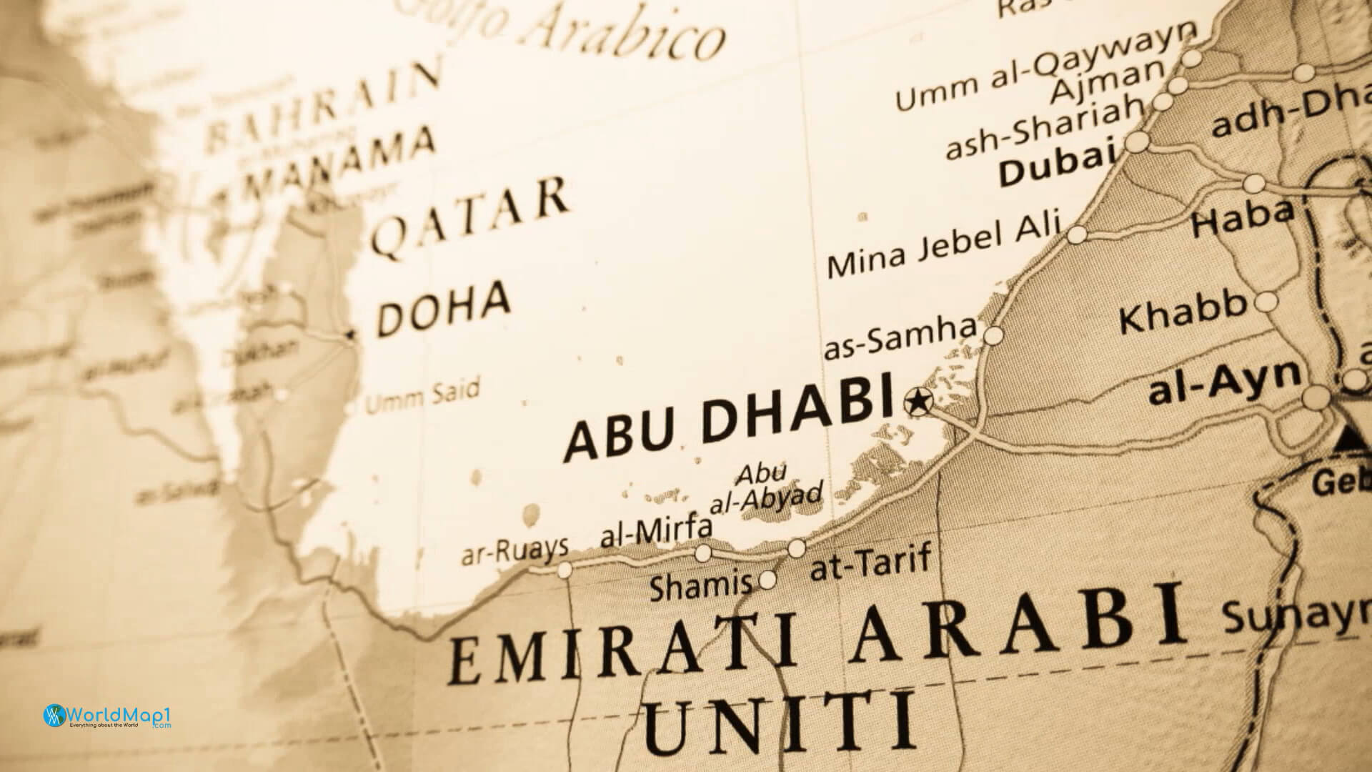 Qatar and United Arab Emirates Map